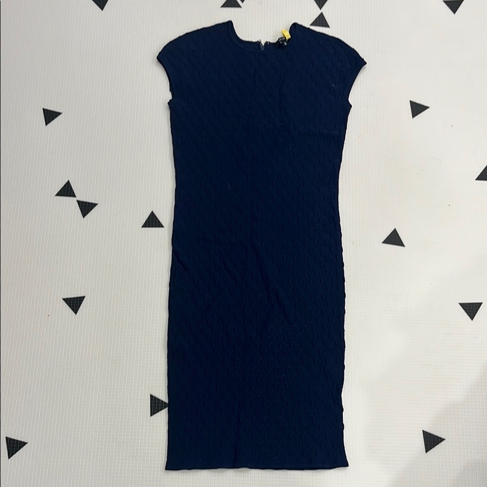 Pink Tartan Blue Sheath Midi Dress Crew Neck